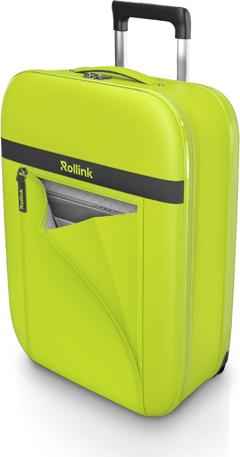 Rollink Flex Aura Cabin Plus Premium Fully Collapsible Suitcase - Silent, Coated Wheels for Smooth Gliding Durable & Impact-Resistant design, Water Resistant Fabric on Each Side Carry-On 21" 11.8 GL