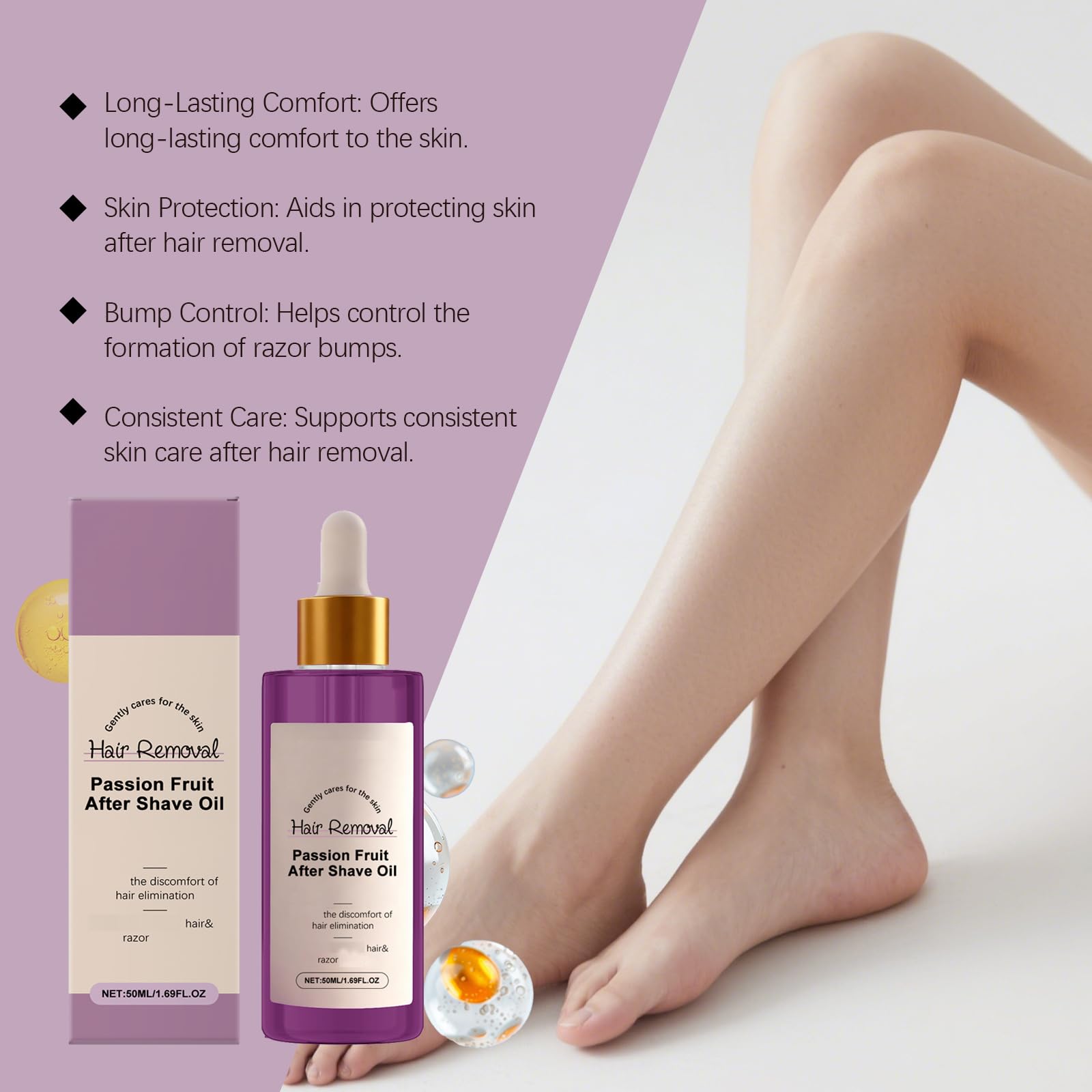 Huile Après-rasage Au Fruit De La Passion, Élimine Les Poils Indésirables, Hydrate Et Apaise La Peau, Sérum Réparateur Après-rasage Et Épilation, Convient Pour Les Jambes, Les Aisselles Bras (6pcs)