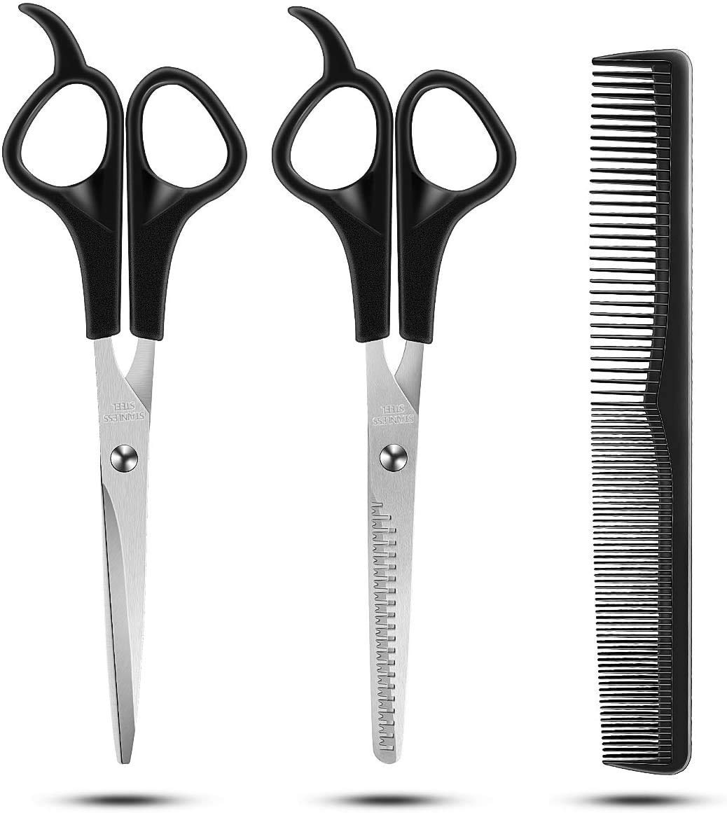 JAYVEER ENTERPRISE Hair Cutting Scissors Set, 3 Pcs Stainless Steel Hair Cutting Shears Kit, Professional Barber Salon Home Shears Kit For Men Women Pet-image-22