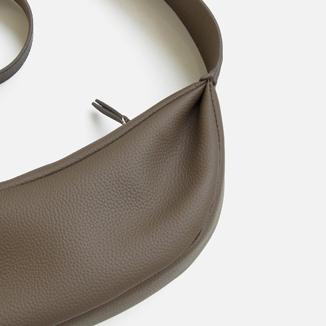DONNAIN Hochwertige Halbmond Tasche Damen Leder, Crossbody Bag Damen, Echtes Leder, Moon Bag Damen Leder, Kleine Umhängetasche Echtleder mit Breitem Riemen