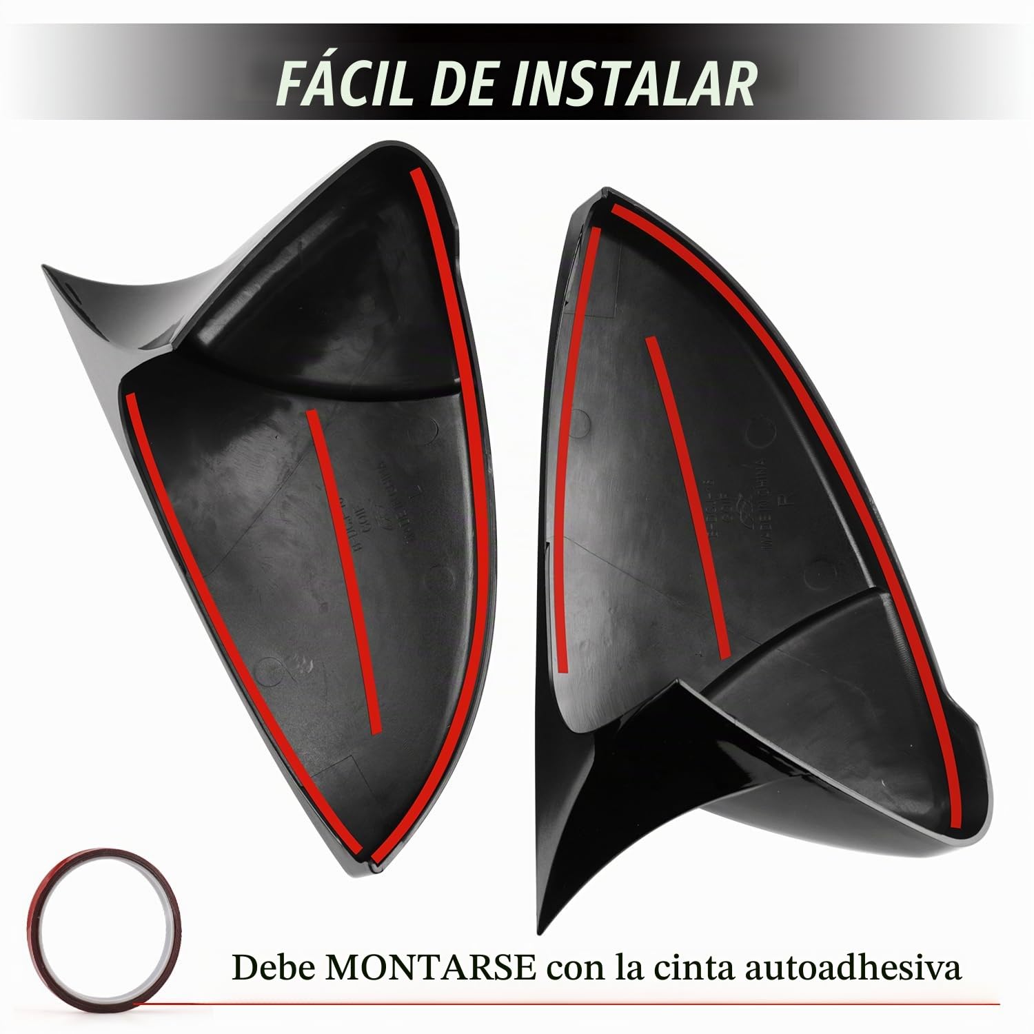 Espejo Retrovisor Cubiertas Repuesto Tapa De Cubiertas de repuesto Compatible con Golf MK7 Hatch-back MK7.5 GTI R GTD Base 2009-2020 Tou-ran II All-track, Negro Brillante,1 Par