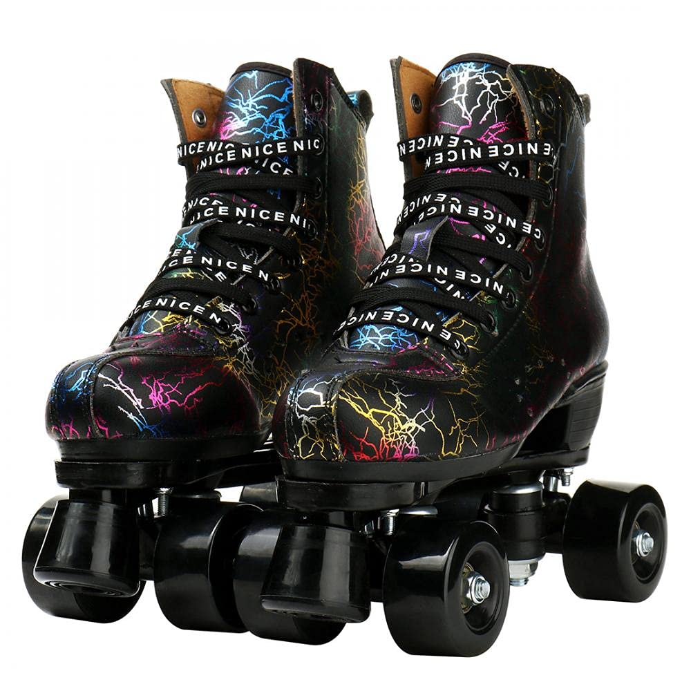 Unisex Roller Skates Double Row Four Wheels High-top Roller Skates with Carry Bag for Beginners Womens Mens Boys and Girls