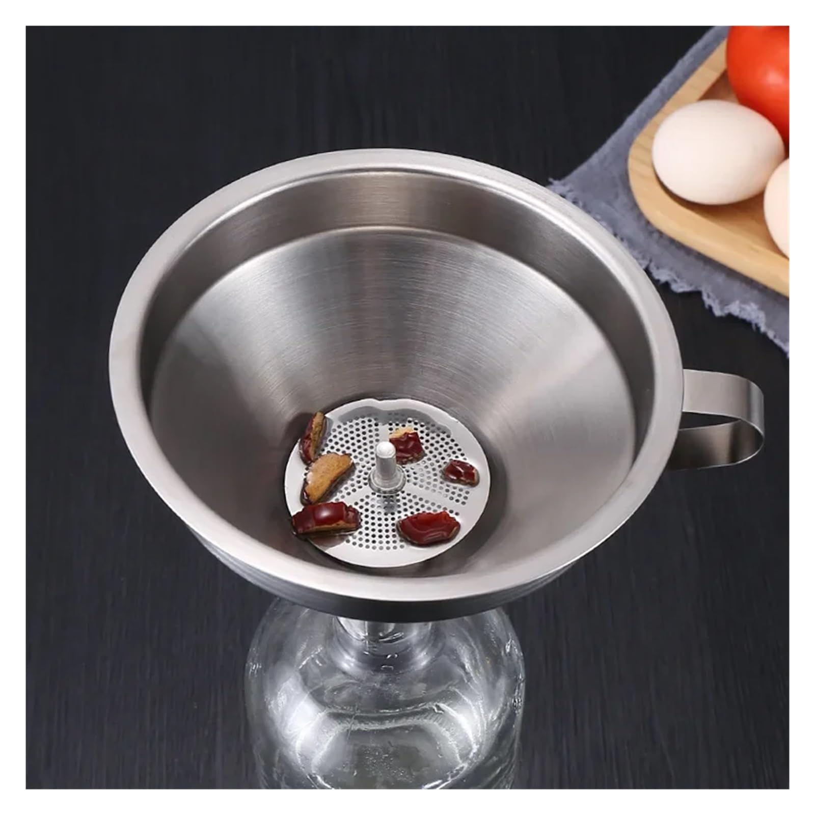 Imbuto in acciaio inossidabile Imbuto da cucina in acciaio inossidabile 304 con filtro a bocca larga for inscatolamento di diverse dimensioni(13cm)