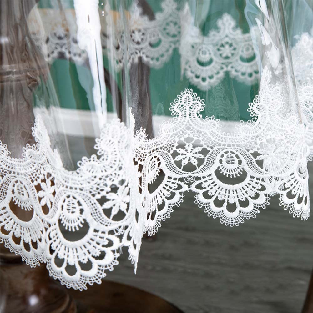 150cm Round Tablecloths for Garden Patio Restaurant Table Top,Clear Table Protector Wipeable Dining Table,Heat Protection & Waterproof,Table Cover with Lace - Image 3