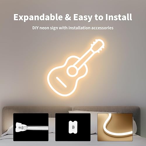Miniatura 4 de ShineBurky Tira de luces LED de neón, color blanco cálido, 16.4 pies, 12 V, flexible, impermeable, de silicona, para dormitorio, cocina, fiesta,