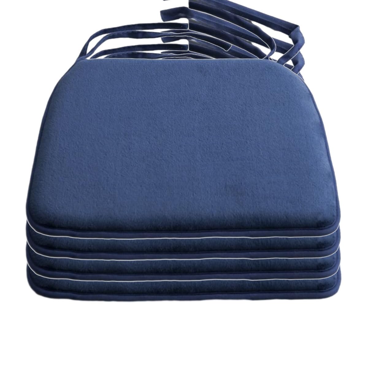 Luxury Navy Blue Velvet Chair Cushions Set of 4 Soft and Cozy Seat Pads with Ties for Dining Chairs Office Chairs and Car Seats