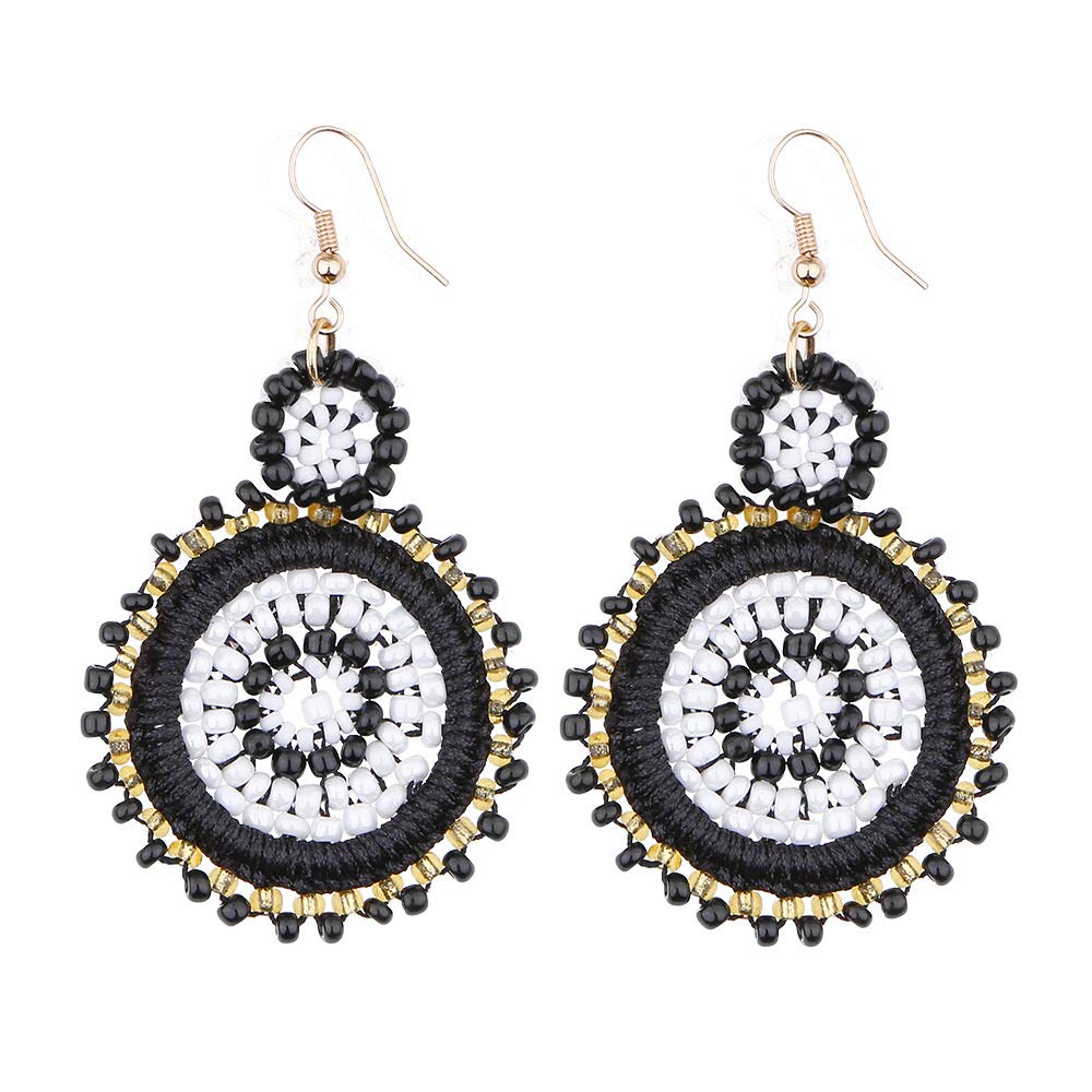 Boucles d'oreilles perlées délicates tissées main de style ethnique unique