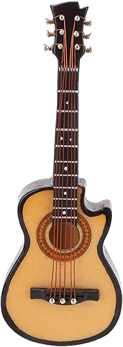 Miniatura 8 de Guitarra miniatura de madera con soporte y estuche, decoración de exhibición de modelo de guitarra en miniatura, mini adornos musicales artesanales,