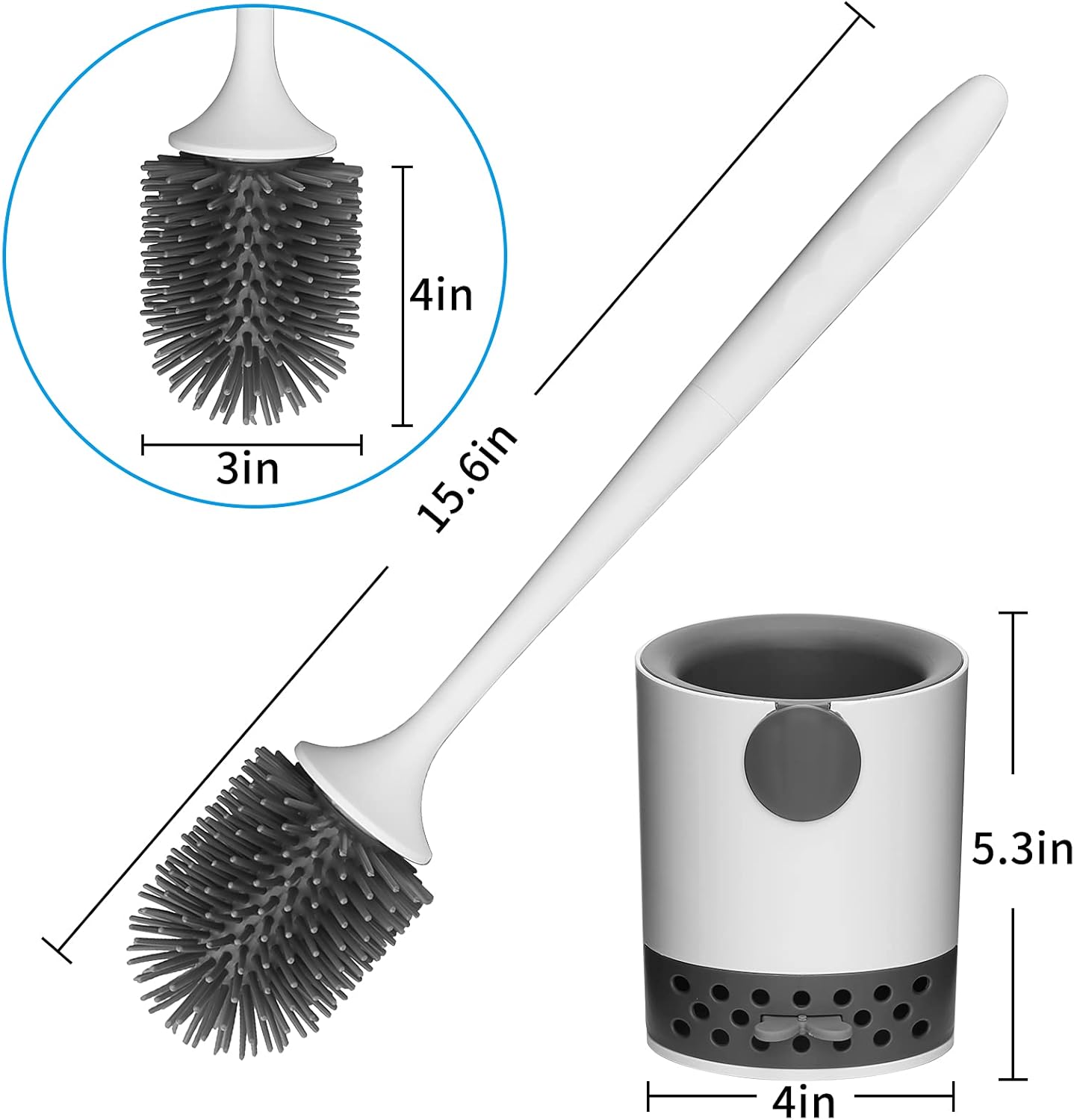 Toilet Brush with Holder, Silicone Toilet Bowl Cleaning Brush and Holder Set: Kitchen & Dining