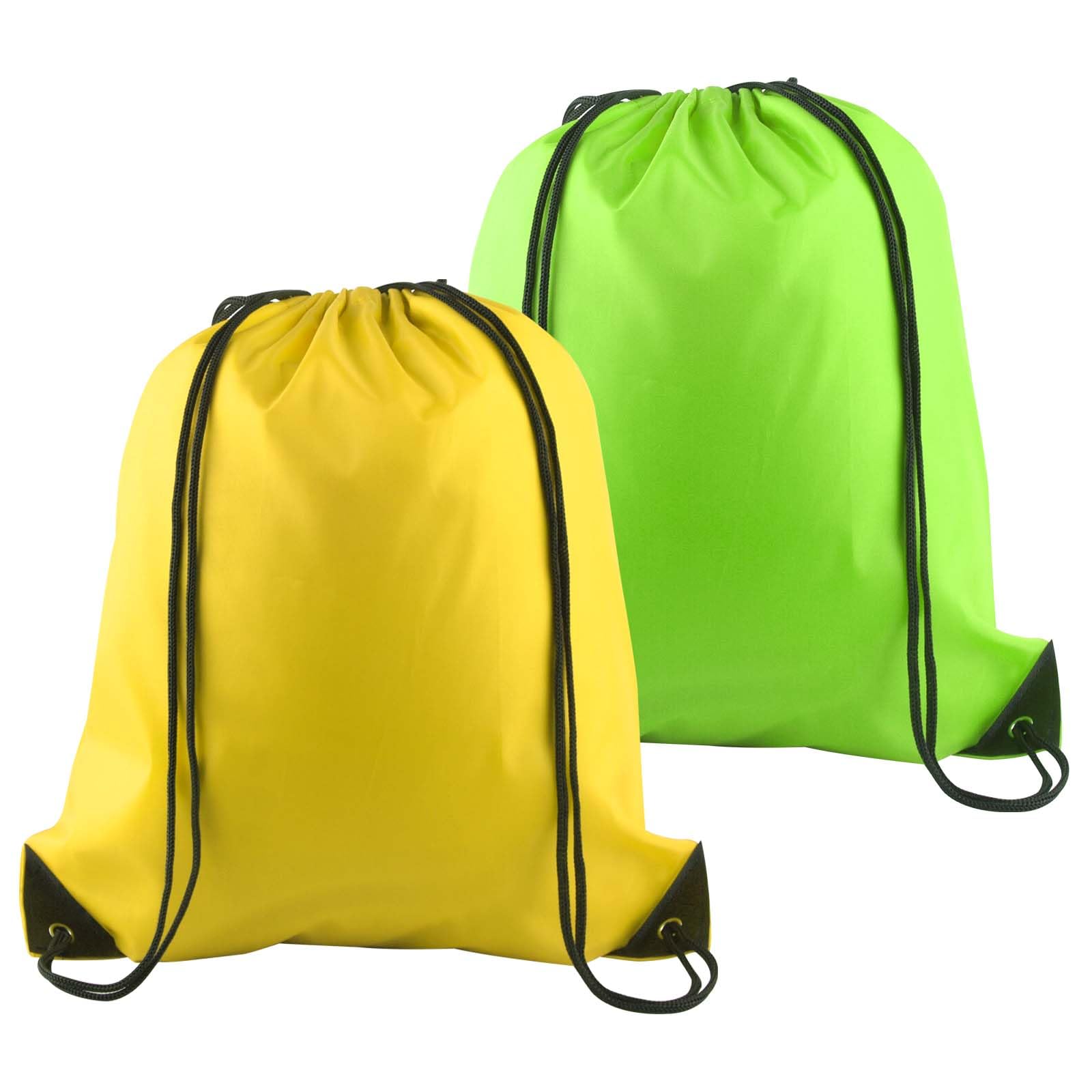 PLULON 2Pcs Drawstring Bags Bulk, Drawstring Backpack Green Yellow String Backpack Cinch Sack Sport Gym Backpack Bags for Yoga Traveling Outdoor Sports — image 1