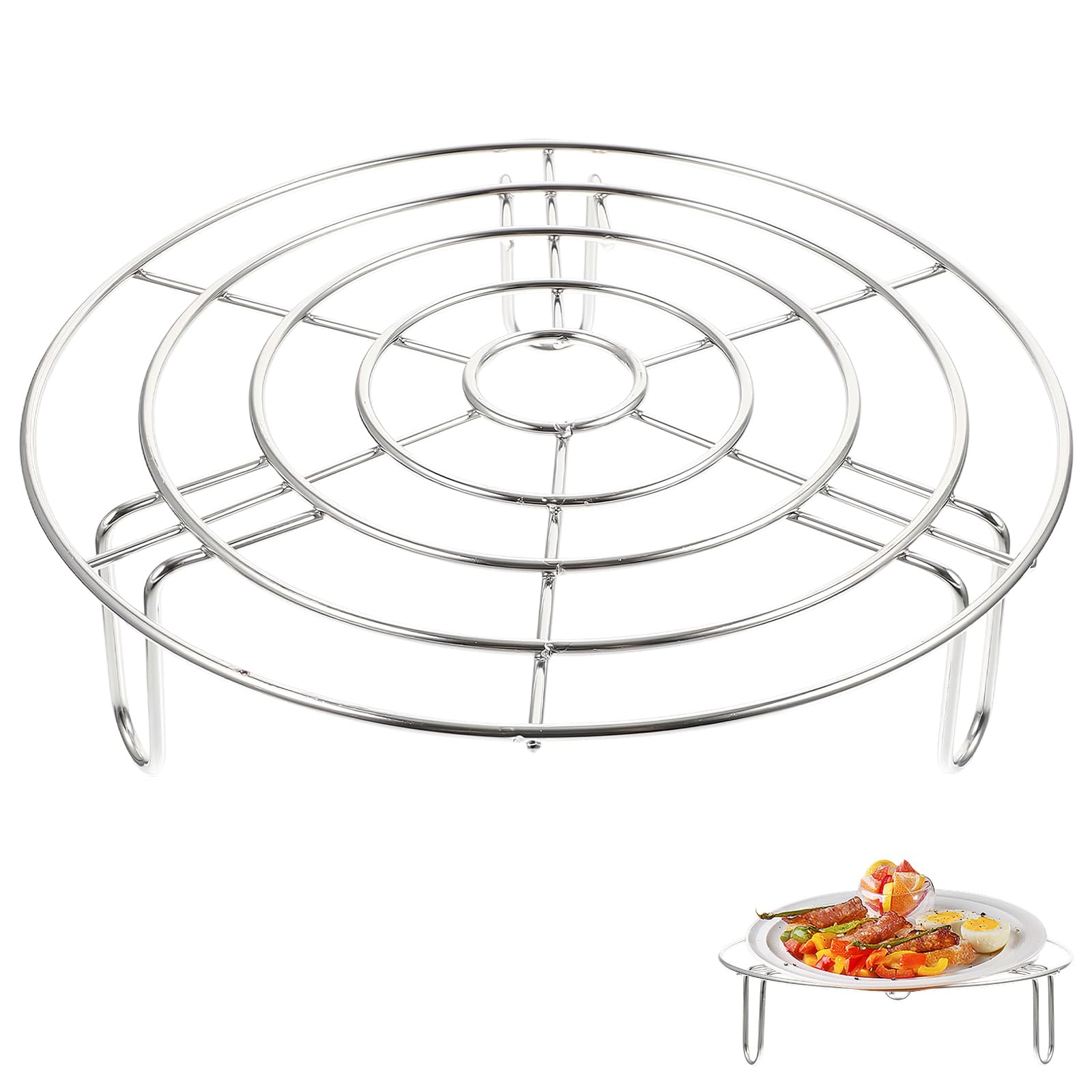 MYLERCT Soporte de Rejilla para Vapor, 20 x 20 x 7 cm Rejillas de Enfriamiento, Rejilla de Vapor de Acero Inoxidable 304, Diseño Trípode Cocción Redonda Soporte, para Enfriar, Cocer Vapors, Hornear