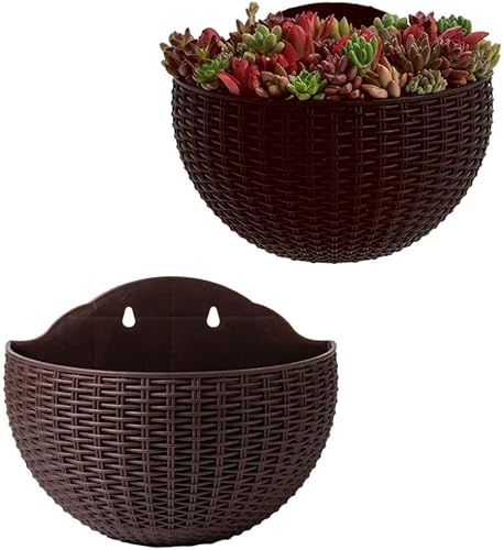 Miniatura 5 de Eioflia Macetas colgantes de pared para colgar en la pared, macetas colgantes semicírculo, cestas de plástico para plantas, contenedor con drenaje y