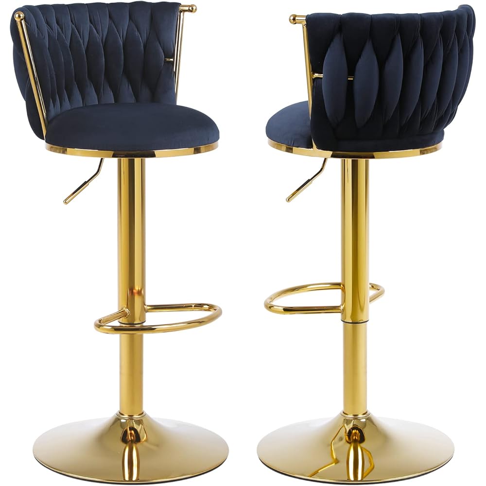 28/mo Finance HANLIVES Bar Stools Set of 2,Velvet Woven 360° Swivel