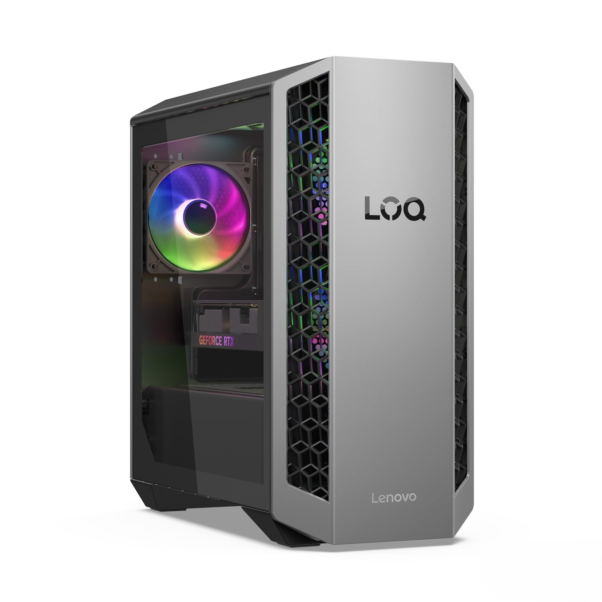 Lenovo LOQ Tower Gaming Desktop-PC | AMD Ryzen 7 8745HX | 16RAM | 1TB | NVIDIA GeForce RTX 5060 | Windows 11 | 26L | Luna Grau-Eclipse Black | 3 Monate GamePass | 3 Monate Premium Care