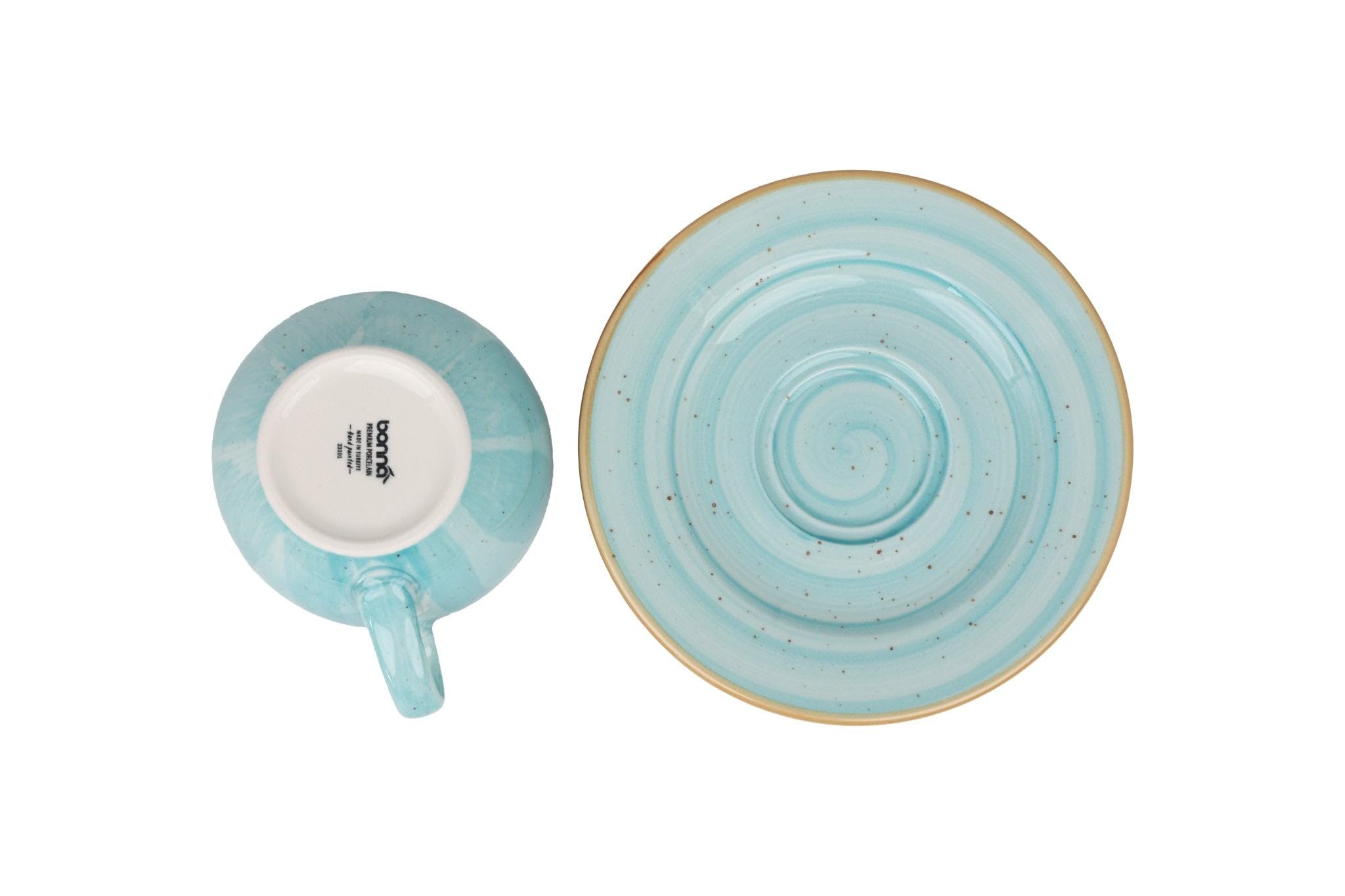 Bonna Aqua - Tazzine da caffè e piattino - 250 cc - Porcellana - set di 6