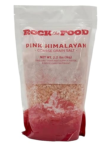 Rock The Food Bolsa de sal rosa del Himalaya de 22 libras Sal de grano grueso Adecuado como sal de mesa en molinos o tarros de especias