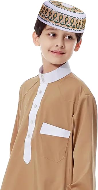 RUIXIA Men Boys Muslim Prayer Kufi Hat Skull Cap Embroidery Islam Kufi Headware takke Praying Beanie Hat Kofia Topi Hat