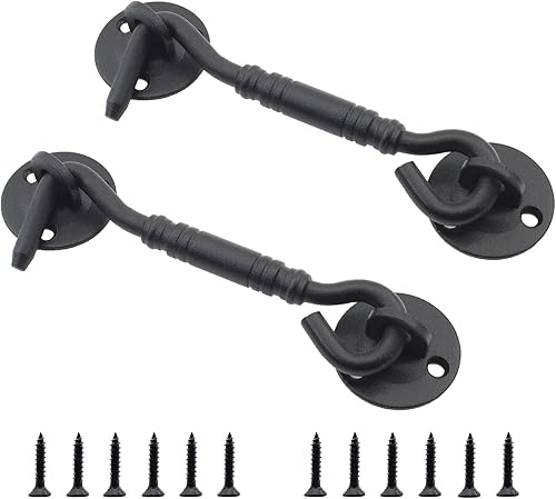 Paquete de 2 cerraduras de puerta de granero, gancho de puerta de acero inoxidable resistente con tornillos de montaje, pestillo de cerradura de