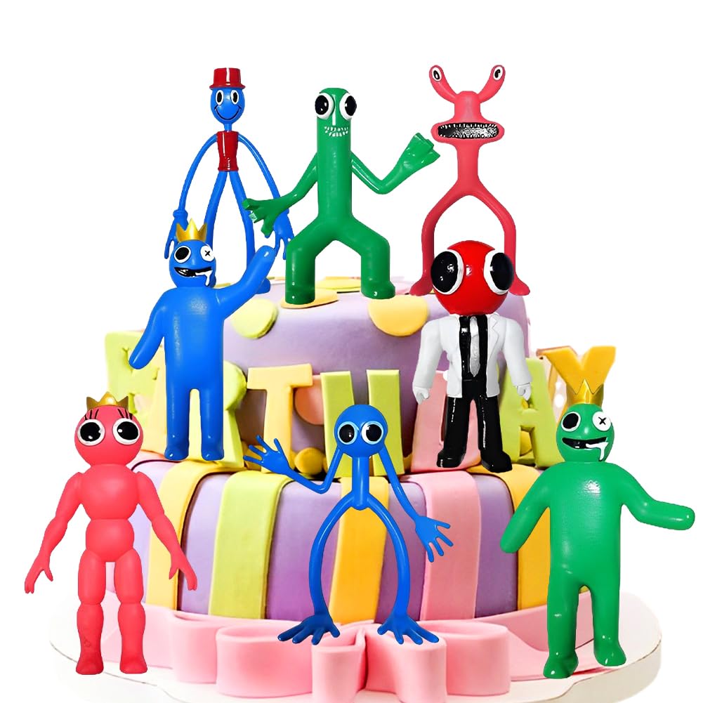Figuras Robllox Rainbow Friends, Decoración Tarta Robllox Rainbow Friends, Adornos Tartas Robllox, Muñecos Tarta, Figura Tarta, Figures, Decoracion para Pastel, Cake Topper, para Niños, 8PCS