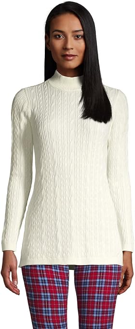 Cable Mock Tunic Sweater Seafoam 