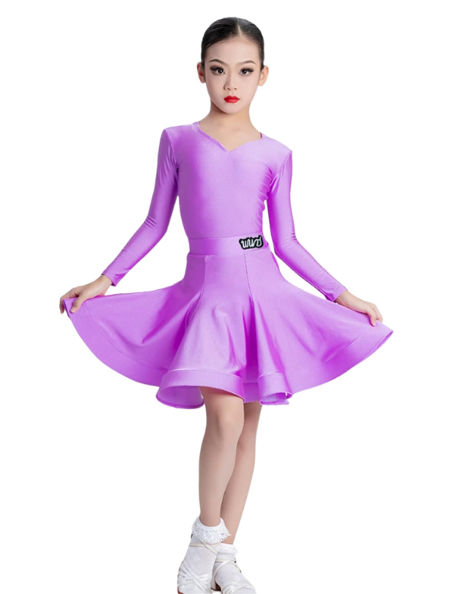 Robe de danse manches longues fille jupe ballet latine spectacle 170cm