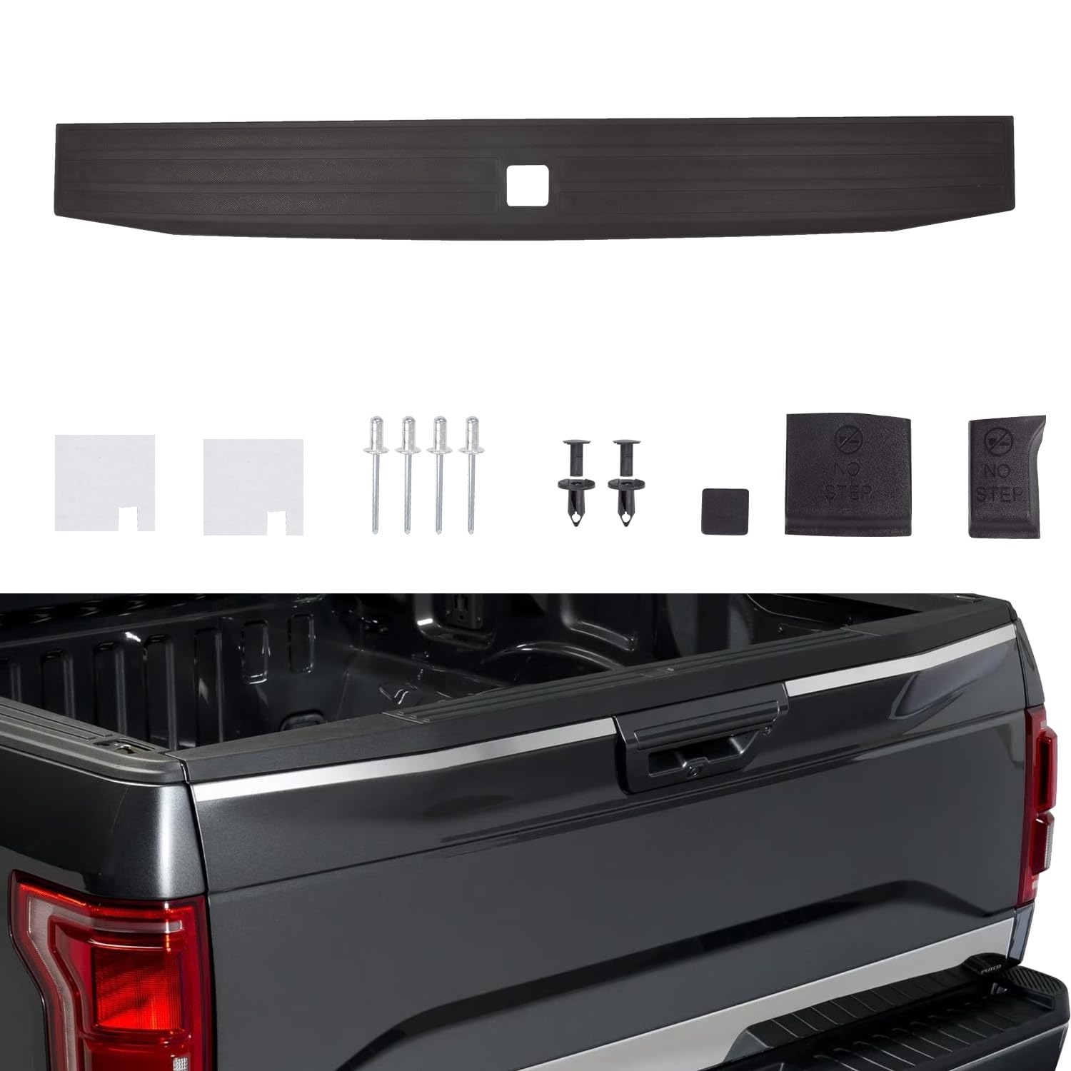 RANSOTO Tailgate Molding Top Trim Cap Compatible with 2021 2022 2023 2024 2025 Ford F150 F-150 Flexible Flex Step Center Cover Replace FO1904150C ML3Z-9940602-A