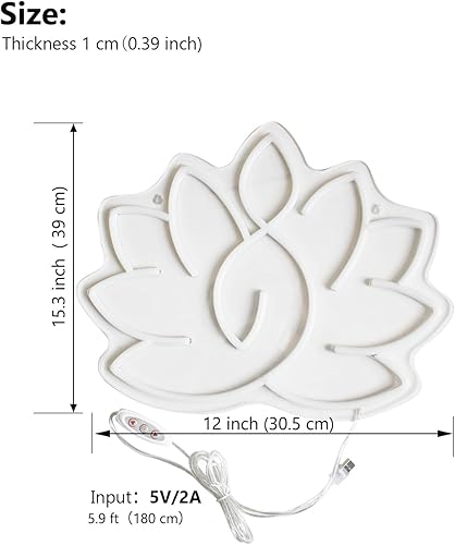 Miniatura 5 de Letrero de neón de flor de loto para decoración de yoga, decoración zen para sala de meditación, símbolo relajante, decoración de luces de neón