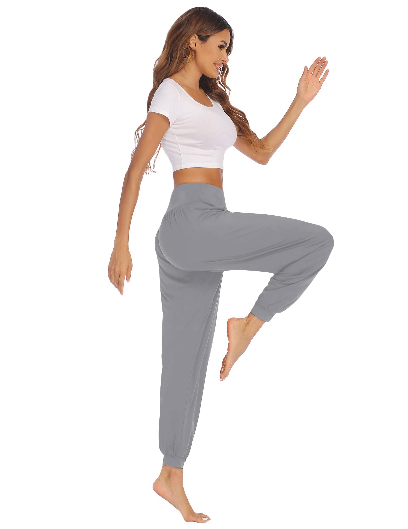 PINSPARK Pantalons de Yoga Femmes Sarouel Long de Yoga Sport de Jogging Courbes Sarouel Surdimensionné de Loisirs de Sport élégants