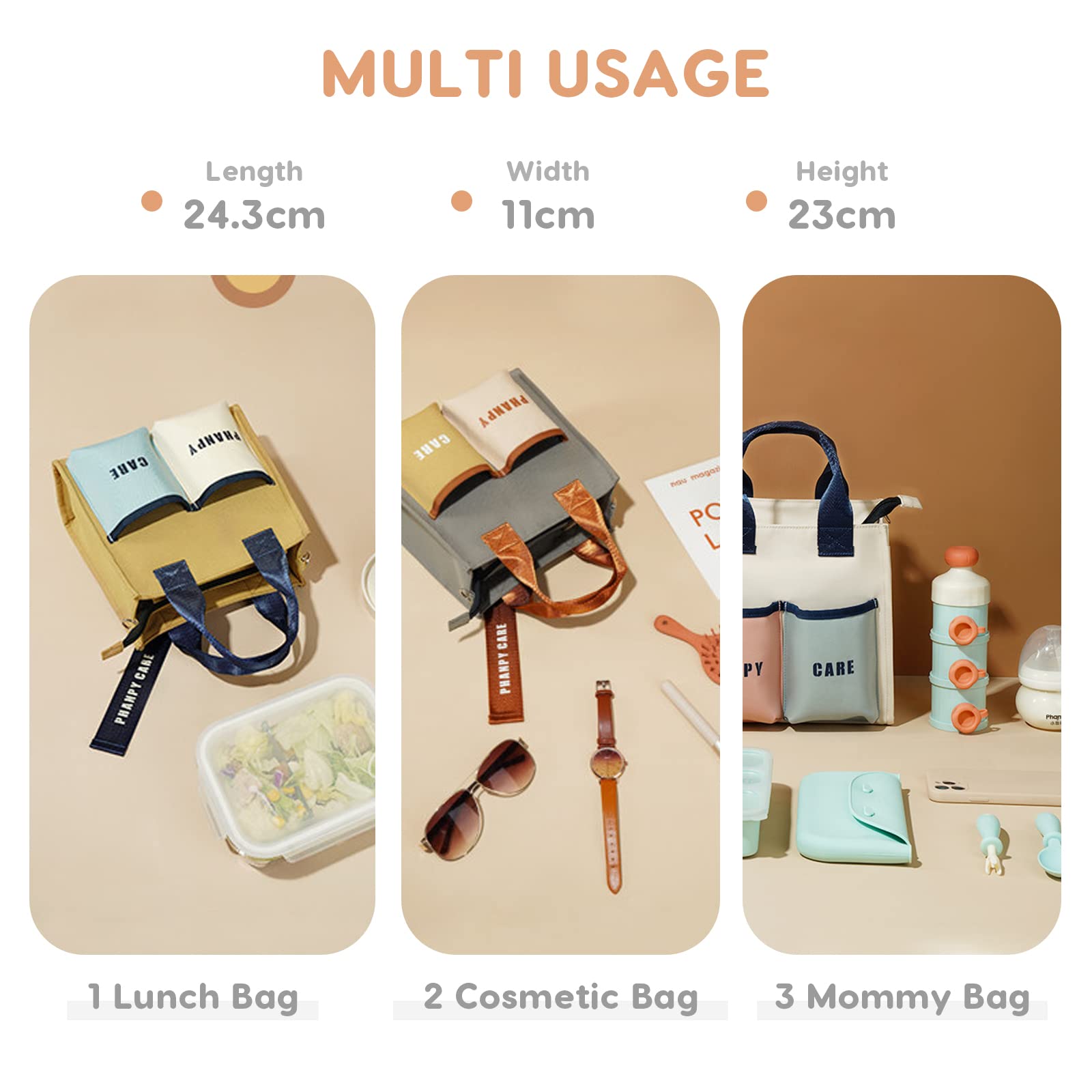SONARIN Elegante Leggero Borsa Fasciatoio per Neonato,Borsa per il Cambio Multifunzione Impermeabile Borsa a Tracolla Borsa per Pannolini da Viaggio con Ganci per Passeggino