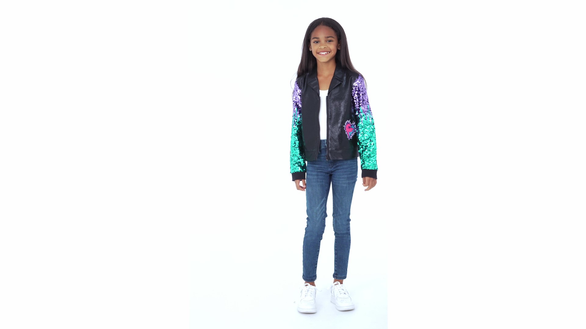 Amazon.com: Disney Descendants Mal Little Girls Sequin Zip-Up