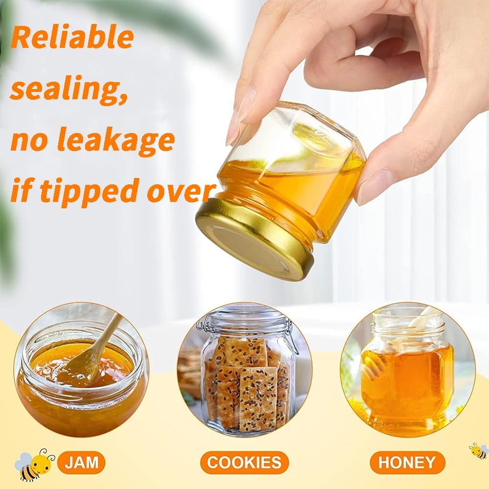 20-Pack Mini Glass Honey Jars (45ml) with Honey Spoon, Bee Pendant & Jute Decor - Perfect for Baby Showers, Weddings, Party Favors