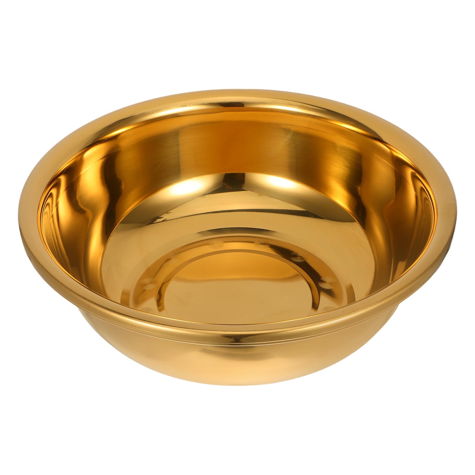 VALICLUD Bassine Inox Épaisse en Acier Inoxydable Doré Grand Bol à Fond Plat Cuisine et Lavage Légumes Bol Multifonction pour Préparation Alimentaire Ustensile Solide et Pratique