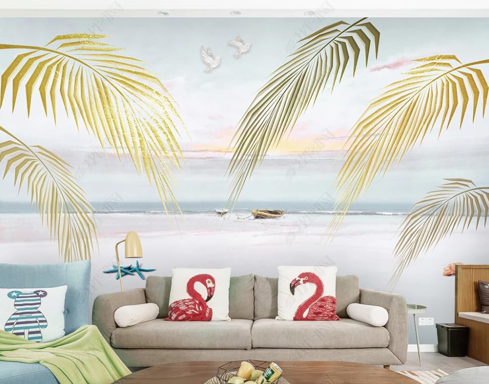 Feuilles de palmier fraîches sur papier peint intissé géant pour décoration murale