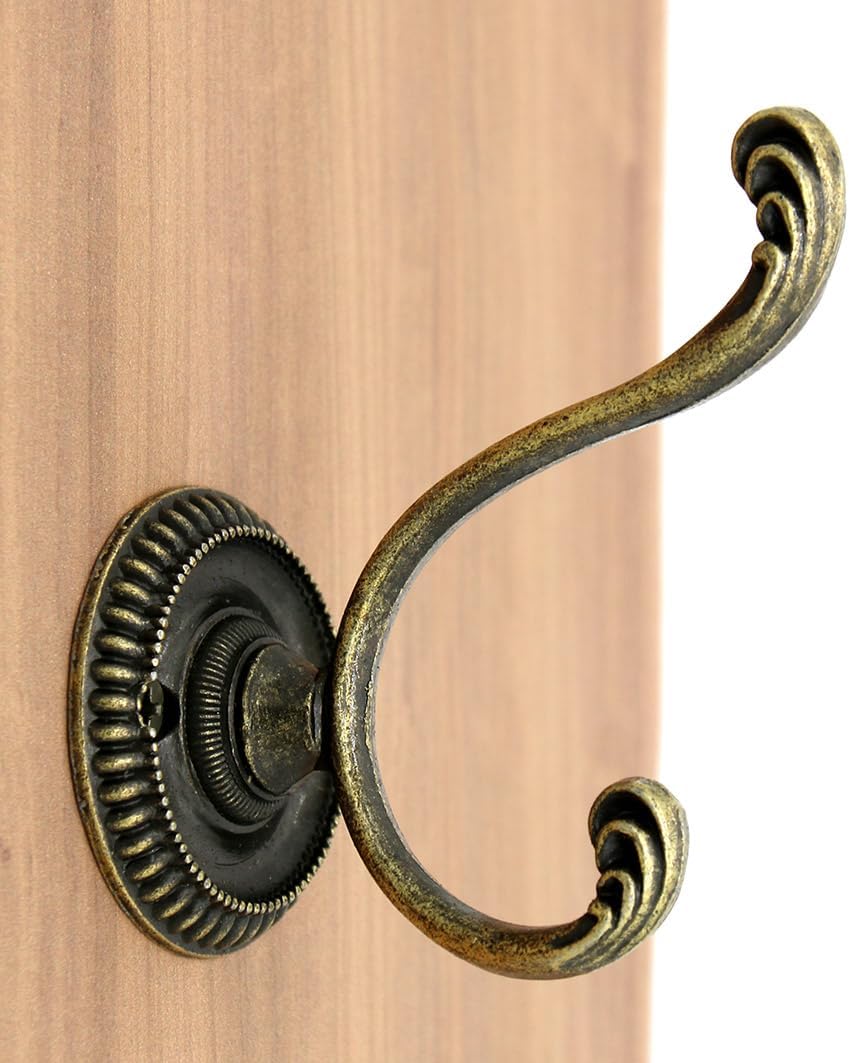 LXZ 4 PCs Antique Brass Wall Mounted Hooks - Wall Hooks - Hat Hangers Robe Hooks, Height 2.9-in (7.3 cm)