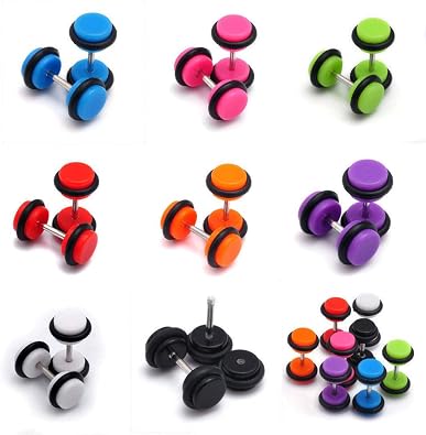 Tanyoyo 8pair 16PCS Acrylic Barbell Stud Earrings Fake Cheater Illusion Plug Earrings