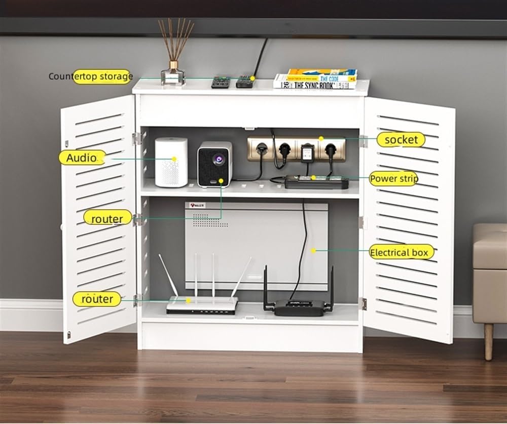 WiFi Router Storage Box Modem Rack - Organizer for Office and Home, Power Strip and Cable Management Hider Cover Desktop WiFi Router