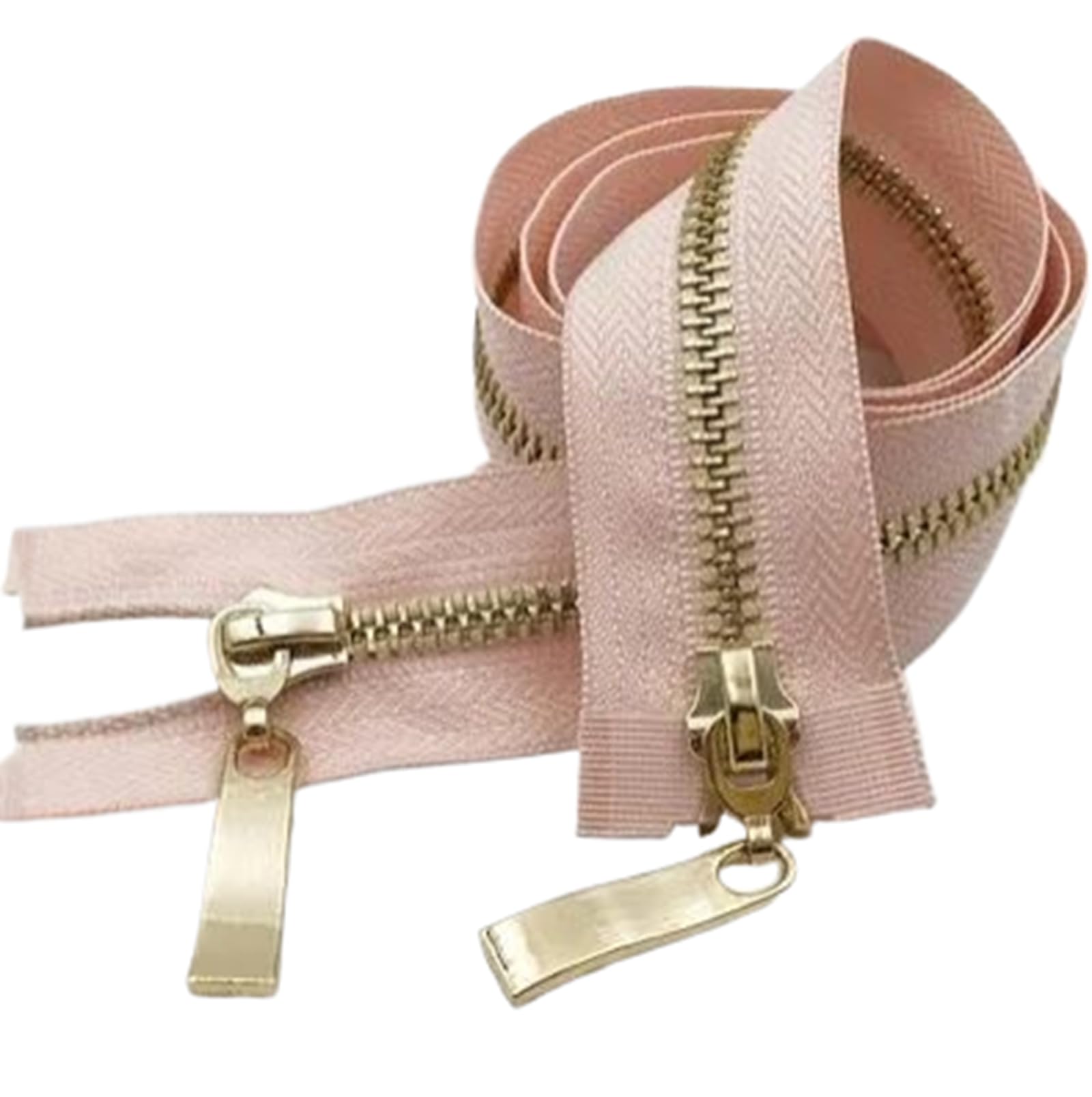 80/100/120 cm Double Slider Zipper Metal Light Gold Teeth Zip, Pink, 5#,100cm