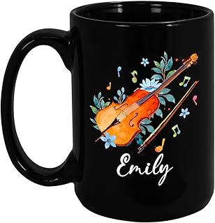 Personalized Violin Coffee Mug, Violin Mug Gift For Violinist/Violin Lover, Custom Name Violin Player Ceramic Mug, Violin Teacher Gift, Musician Mugs, Violin Musical Instrument Cups 11oz 15oz