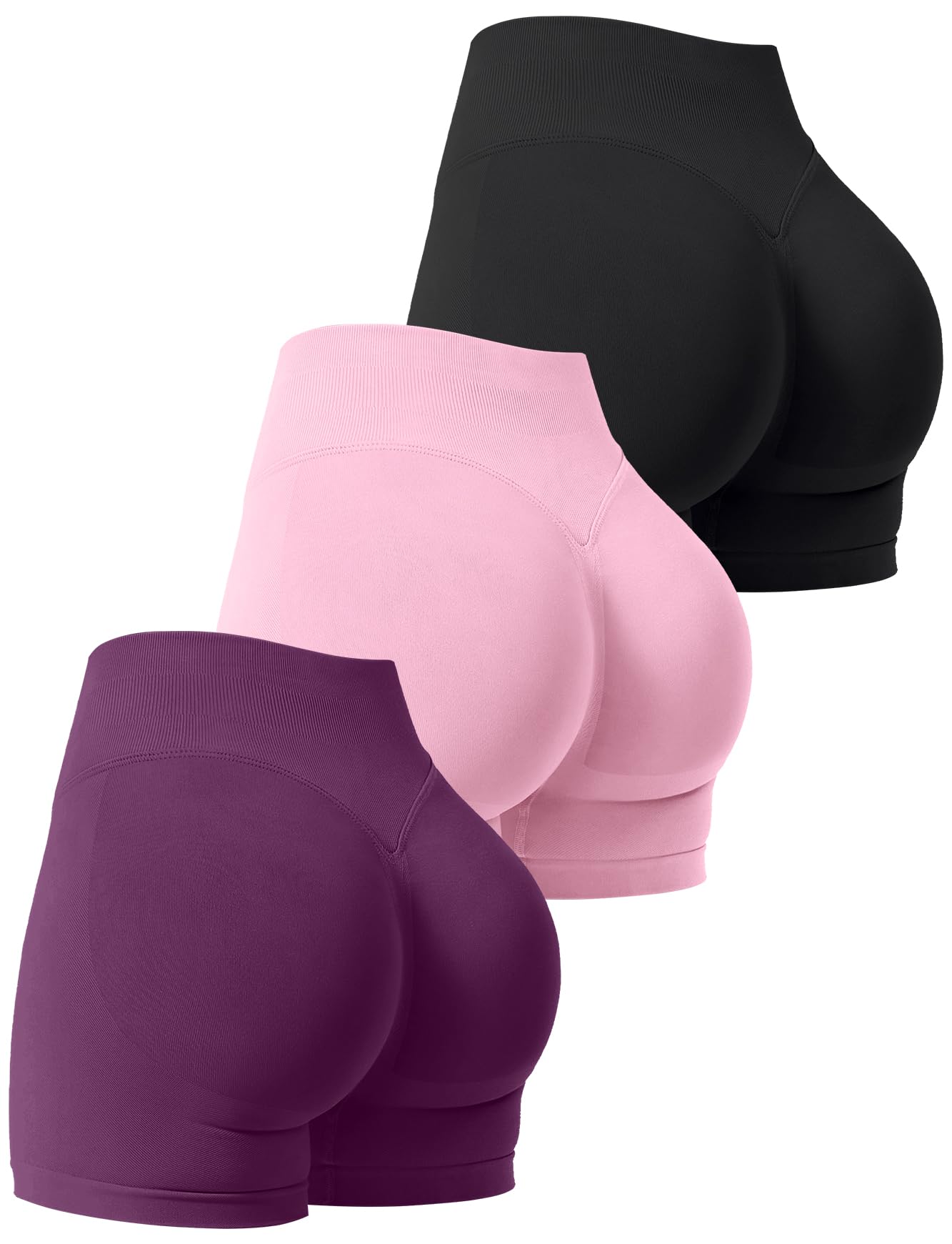 3 Pack Workout Gym Shorts Women Scrunch Butt Lifting Seamless High Waist Yoga Booty Shorts for Women-image-48