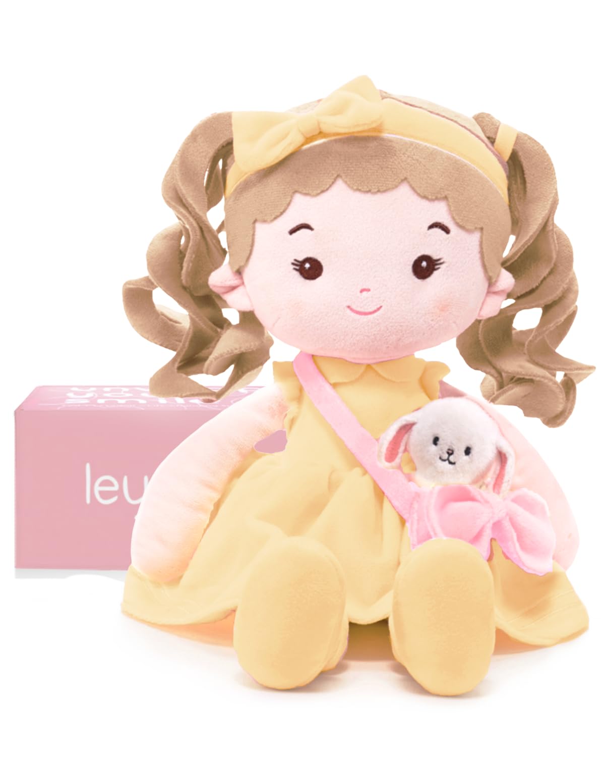 LeyaDoll Soft Baby Doll Toys (16''), My First Baby Rag Doll for 1 Year-Old Girl Birthday Gift, Christmas Plush Toys Gift for Toddler Kids Infants Daydream-Sunny-and-Her-Pet-Bunny