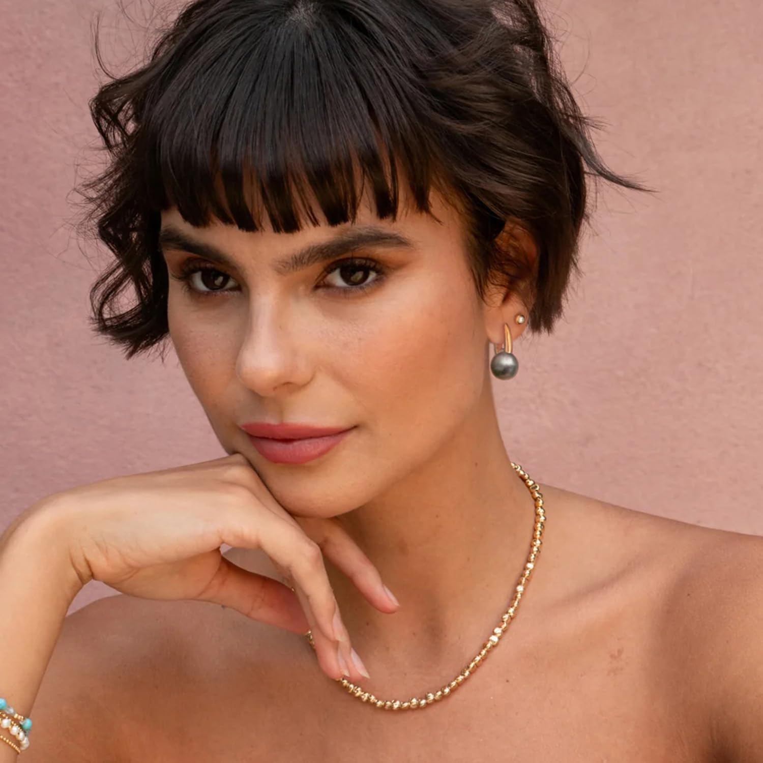 Aobei Pearl Handpicked Shell Pearl Drop Dangle Earrings for Women Dainty 18K Gold Plated Pearl Stud Earrings for Wedding Bridesmaids Gift - Image 3