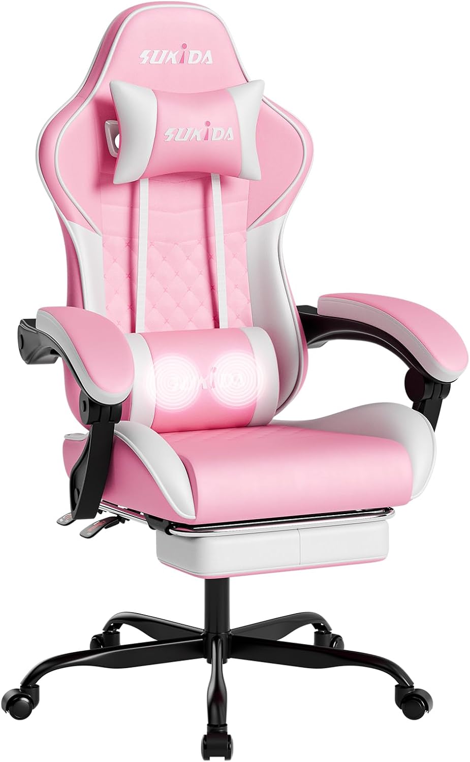 Ergonomic Video Gamer Chairs Gaming Computer Chairs Gamer Chairs for Adults Massage Lumbar Support Swivel Height Adjustable Headrest Backrest - Image 8