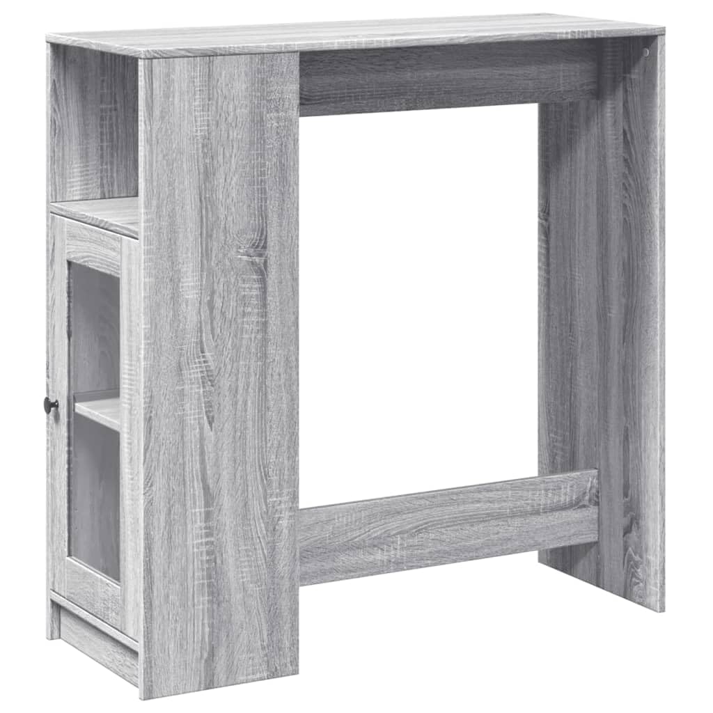 vidaXL Bar Table with Racks, Side Table for Kitchen Dining Room Home, Pub Table for Dinner Party Decorative, Modern Style, Grey Sonoma Engineered Wood