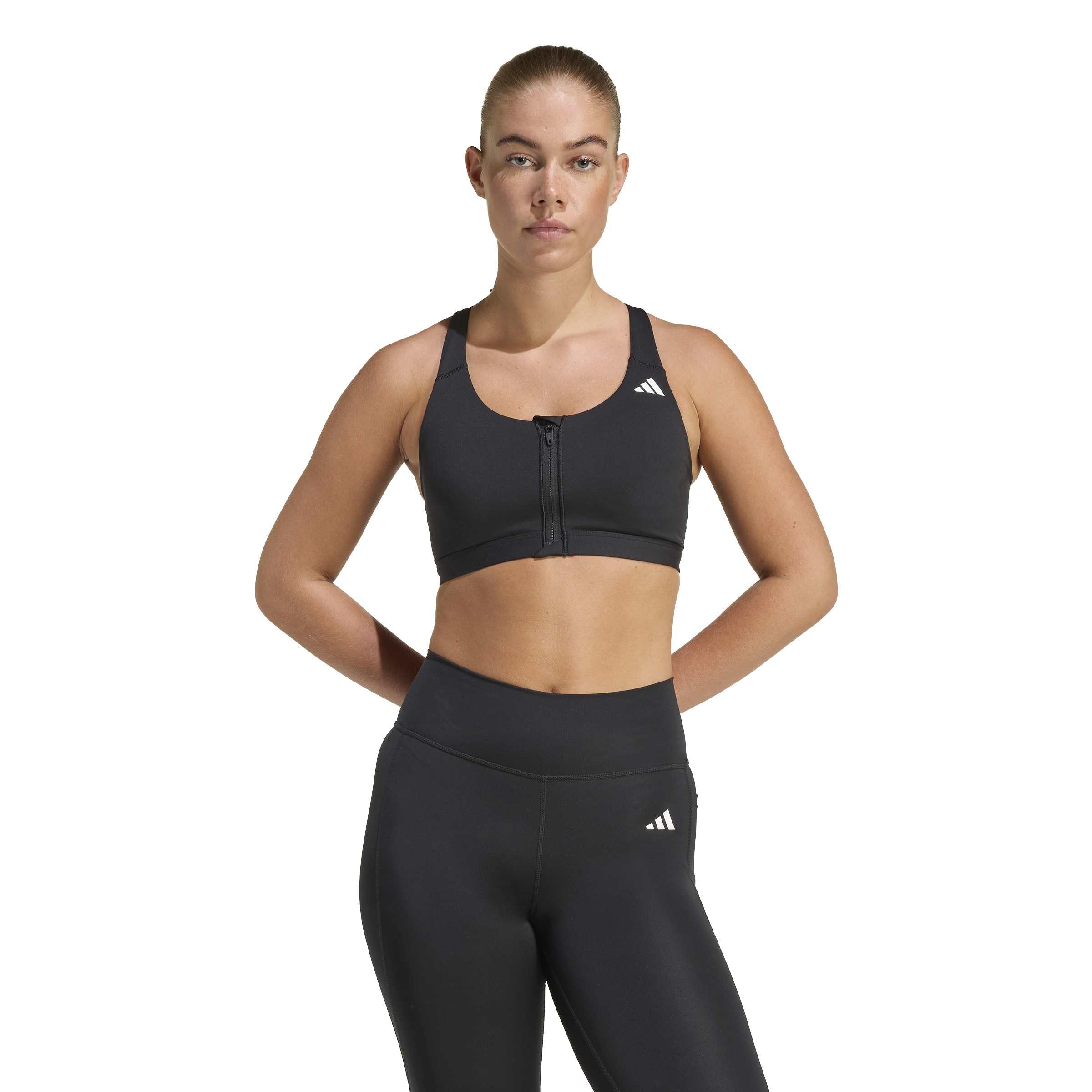Adidas Optime Essentials Workout Zip-Front Medium Support Reggiseno Sportivo Donna (Pacco da 1)