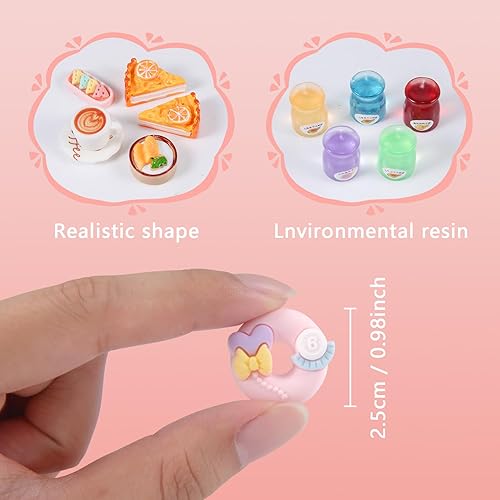 Miniatura 2 de 100 Pcs Assorted Mini Food & Drink Set for Dollhouse Enthusiasts Steamed Buns, Desserts, Pizza, Fruits, Snacks, Coffee, Cups, Coasters, Utensils,