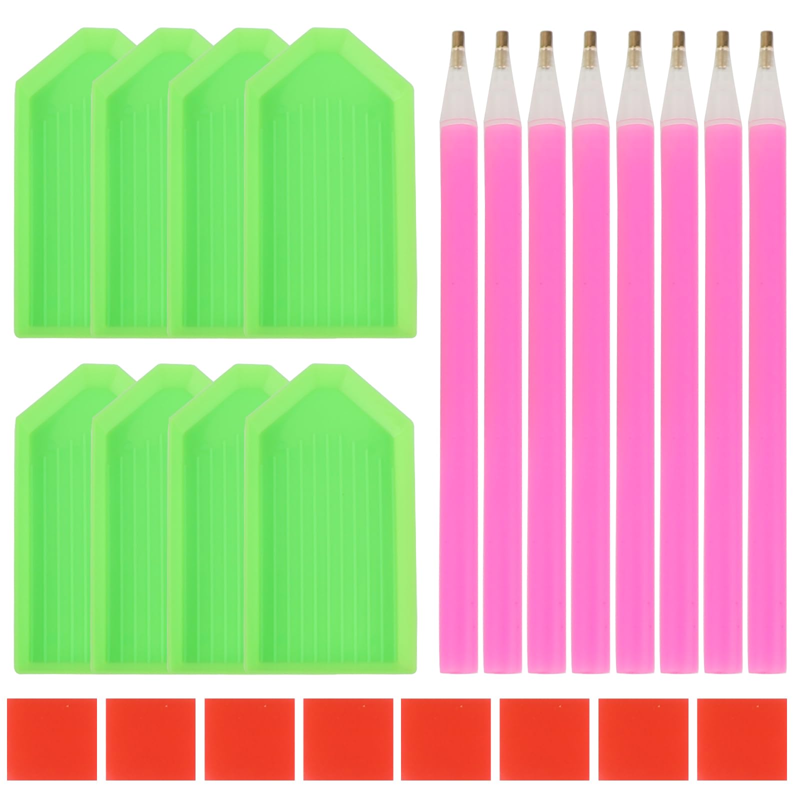 24PCS Diamond Painting Tools and Accessories Kit – Includes 8 Drill Pens, 8 Trays, and 8 Wax Pads – Ideal for 5D Diamond Art DIY Projects