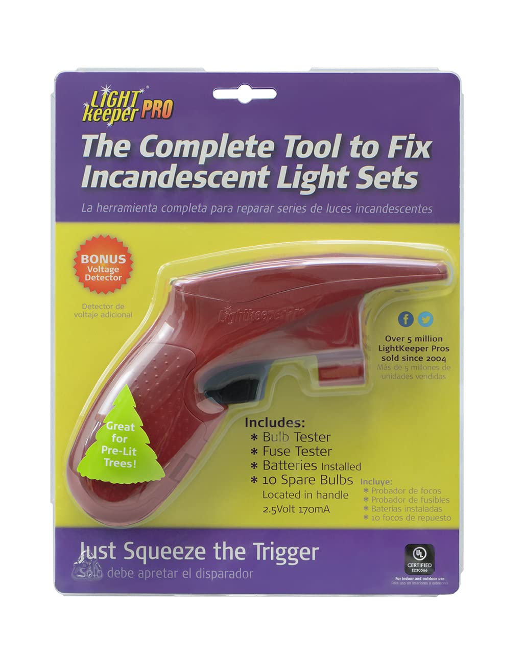 LightKeeper Pro Quick Fix Incandescent Christmas Holiday Light Set Repair Tool (UL Listed (#230566) + Scented Ornament to Hang on Your Tree + ½ Ounce of Pure Oil and 50 Clear Replacement Bulbs