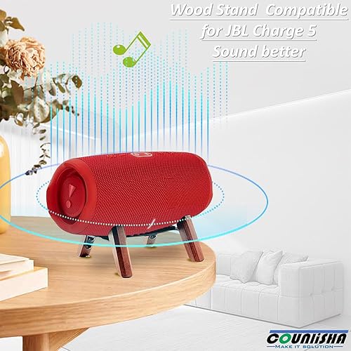 Miniatura 2 de Soporte de madera real compatible con altavoz portátil JBL Charge 5, Charge 6, soporte de trípode, soporte de madera estable y resistente utilizado