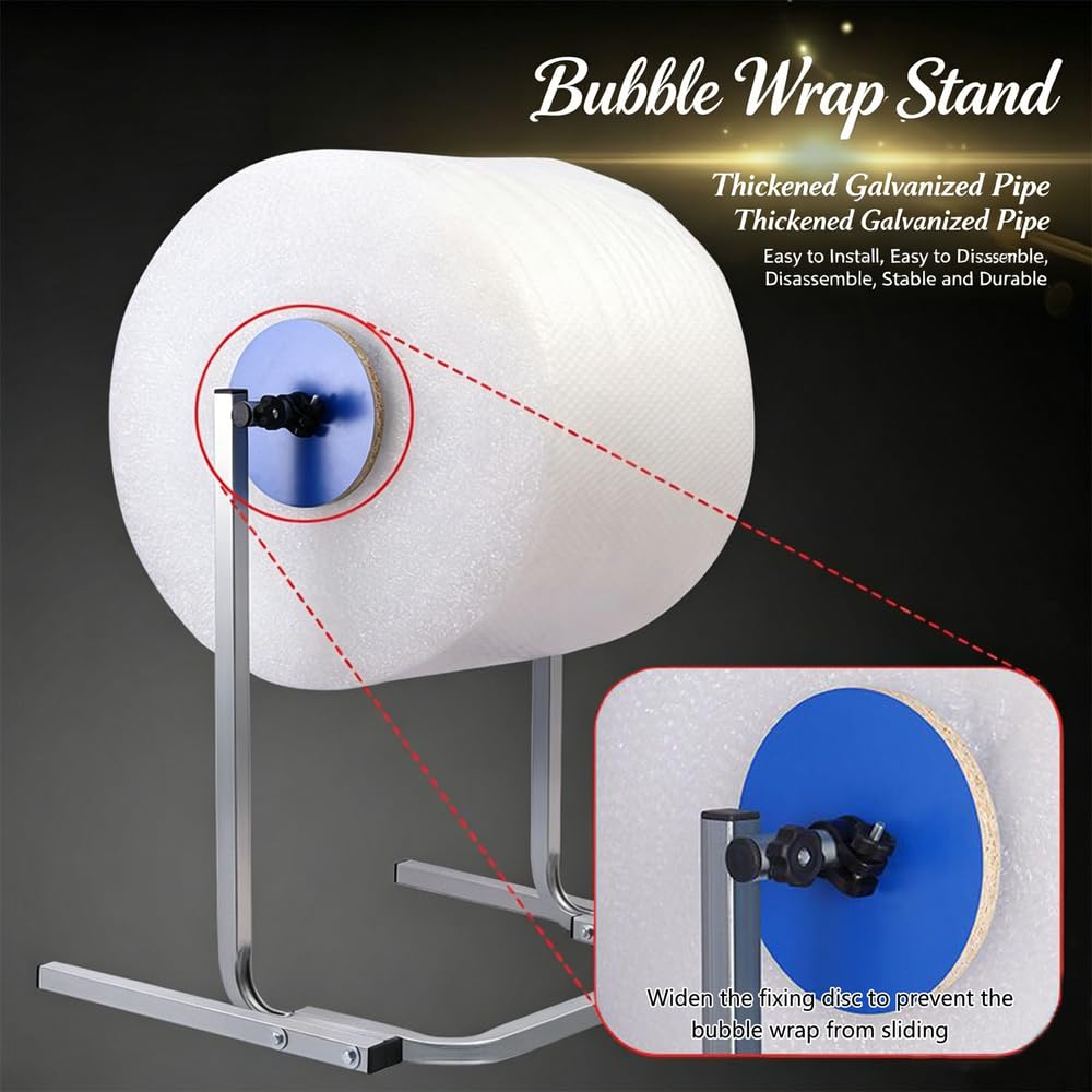 Dispenser per rotolo di schiuma a bolle, supporto per imbottitura a parete, in acciaio zincato ispessito per imballaggio, trasloco, protezione per spedizioni, logistica di magazzini, facile da