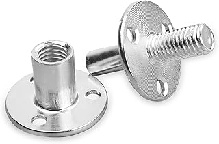 Yinpecly M20 Brad Hole Tee Nut Carbon Steel Round Base Screw-in T-Nuts Furniture Hardware Flange Insert Mounting for Furniture Installation 1pcs